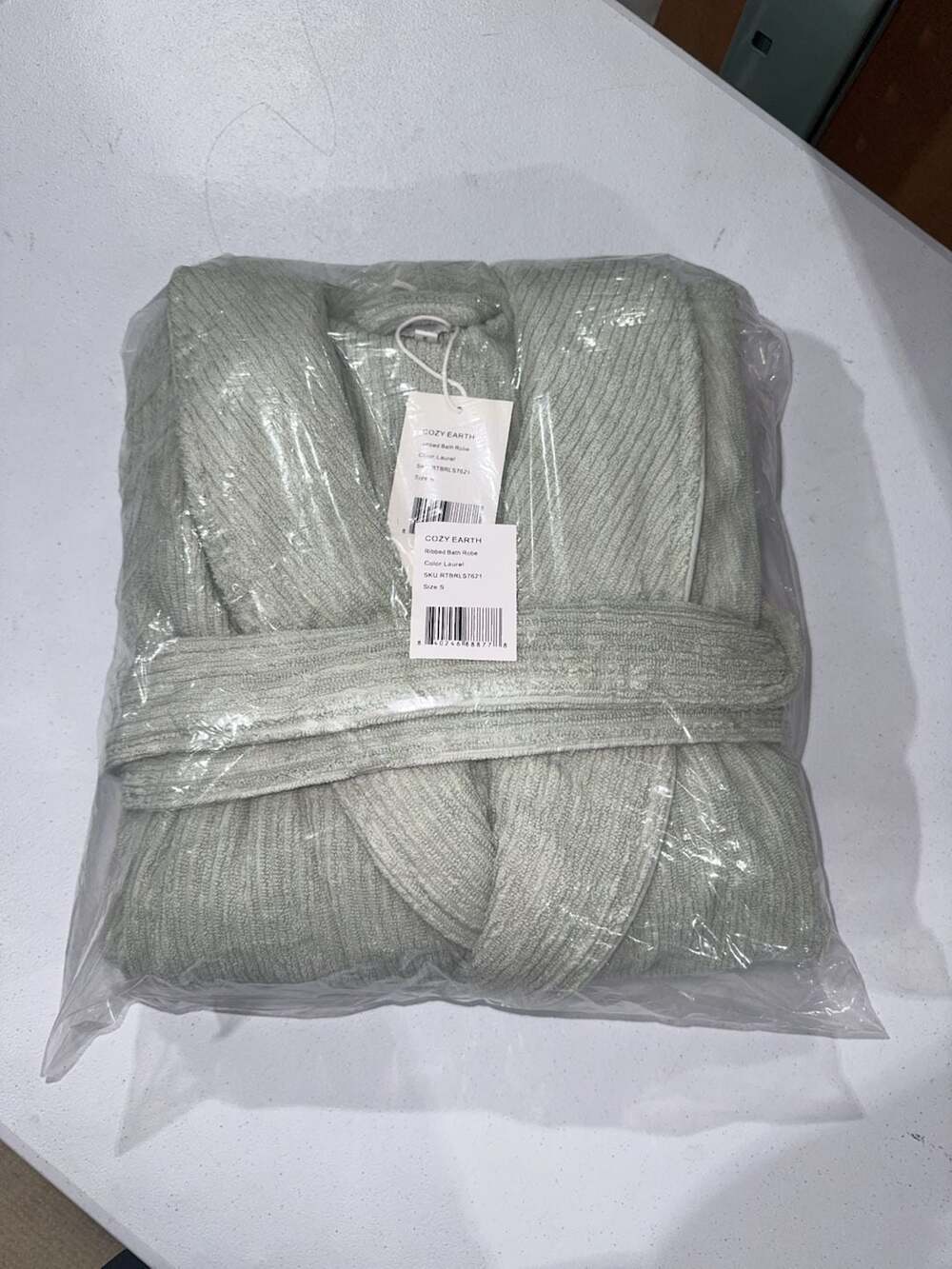 Cozy Earth Ribbed Bath Robe Laurel Size S - Picture 4 of 5